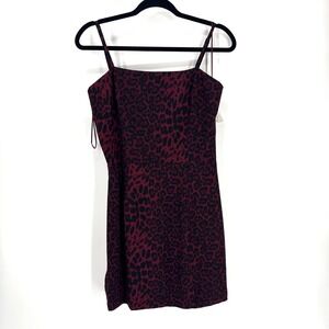Dress The Population Kallan Mini Dress Medium Burgundy Leopard Print NWT